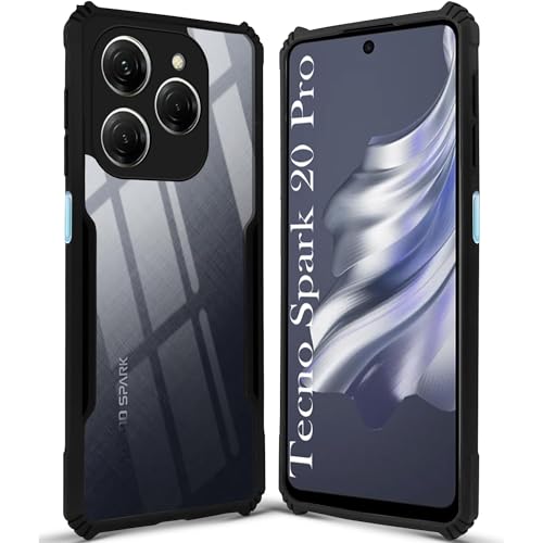 Image of Jkobi Back Case Cover for Tecno Spark 20 Pro (Polycarbonate Clear Panel with Shockproof | Professional Black)
