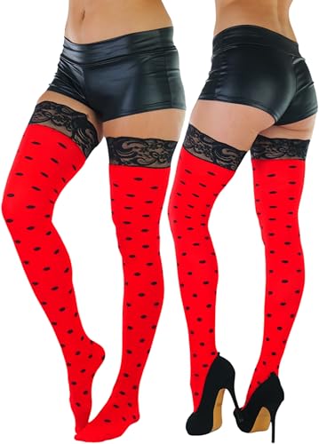 Image of ToBeInStyle Women's Fun Rainbow Harlequin Polka Dot Acrylic Socks