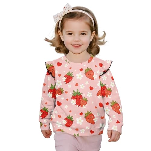 Youth Girls Fashion Ruffle Shirts Long Sleeve Crewneck Tops Stretchy Vintage Soft Blouses Lounge Wear for Child