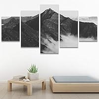 SIGNWIN 5 Panel Canvas Wall Art Dramatic Forest Landscape Living Room Orange Photography Rustic for Home Decorations Ready to Hang - 60