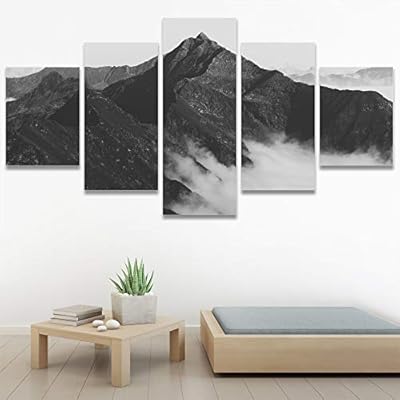 SIGNWIN 5 Panel Canvas Wall Art Dramatic Forest...