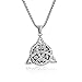 PenPot Celtic Triquetra Knot Necklace, Triple Goddess Irish Trinity Protection Amulet Jewelry, Viking Pendant for Women and Men (silver)