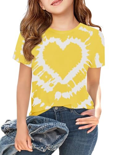 Image of Girls Short Sleeve T Shirts Kids Summer Tops Crewneck Tees 5-14 Years