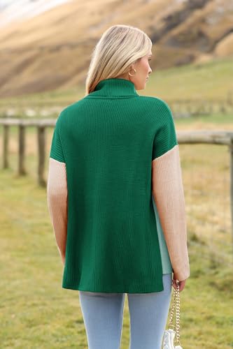 Image of Zeagoo Womens Turtleneck Sweater Fall Fashion 2025 Long Sleeve Chunky Knitted Pullover Color Block Trendy Jumper Top