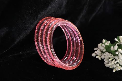 Image of NMII Glass Golden Zircon Stone & Kundan Beads Kada Set For Women & Girls | Fancy Design Kada Bangles | Traditional Look Kangan | Glass Bangles For Women Wedding, Party, Function, Daily use