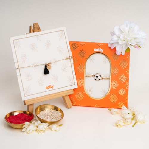 Image of Salty Rakhi for Brother & Bhaiya Bhabhi | Wrist Band Gift Pack for Sister, Bro, Bhaiya and Bhabhi | Bracelet for Men, Women | Fancy Jewellery Combo Gifts | Gift for Rakshabandhan | Traditional Rakhi Gift