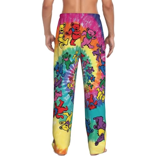 Dancing thanksgiving bear print Mens Sleepwear Pajamas Pants with Pockets Soft Lounge Bottoms Sleep Pj Bottoms for Men3