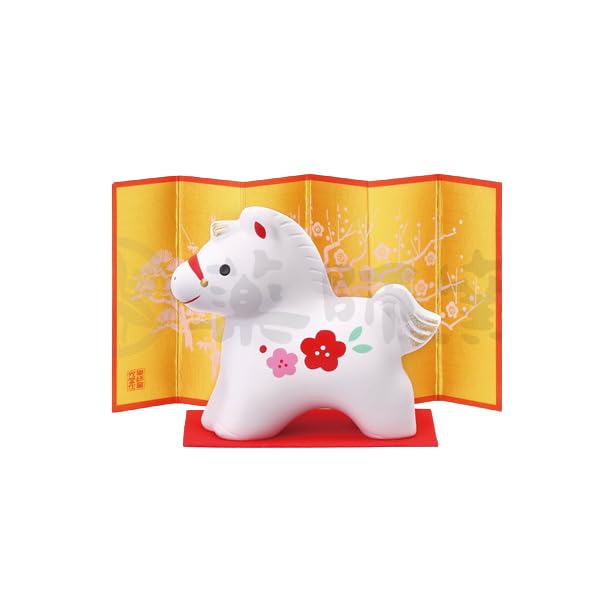 薬師窯(yakushigama) 錦彩 招福 午 (紅梅) 【71】 2026年 令和8年 干支 うま 新年 置物 縁起物