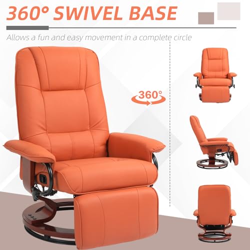 image for HOMCOM Faux Leather Manual Recliner, Adjustable Swivel Lounge Chair wi
