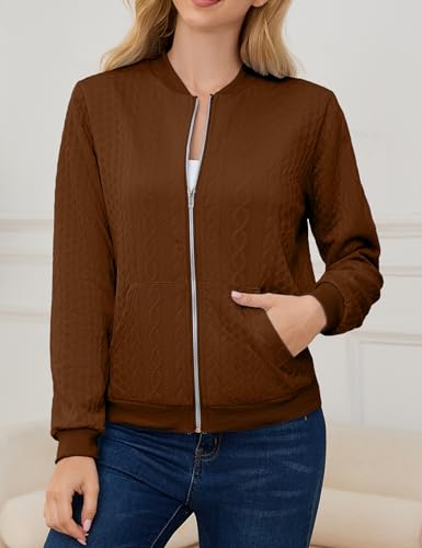 Image of Womens Full Zip Up Cardigan Sweater Casual Solid Long Sleeve Sweatshirt Coat with Pocket