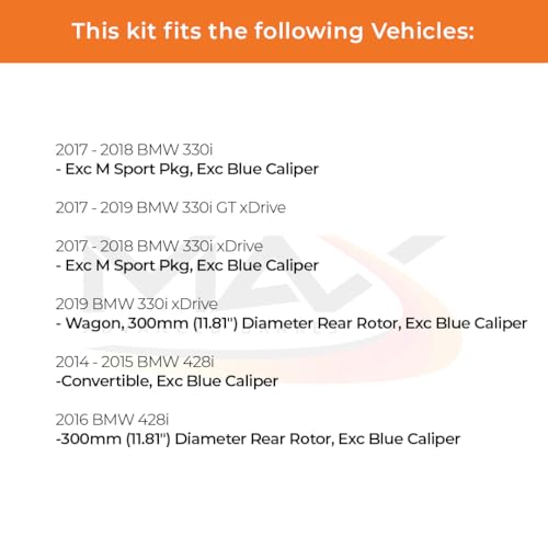 Image of MAX Advanced Brakes - Rear Brake Kit For 2013-2018 BMW 320i xDrive | Carbon Ceramic Brake and Rotor Kit | Daily Performance Geomet Coated Cross-Drilled Brake Rotors