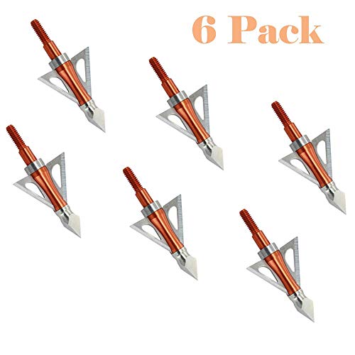 maifield Archery Broadheads 100 Grain Bowhunting Arrow Head 3 Fixed Blades 6 Pack for Small Game Crossbows and Compound Bow Arrows (Orange, 6PCS) - Thumbnail 2