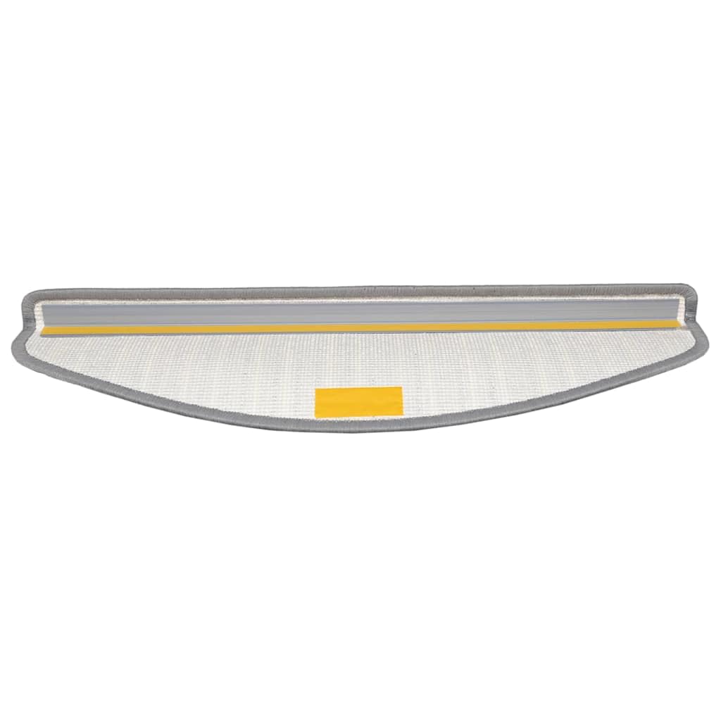 Selbstklebende Stufenmatten 15er Set Grau 65x21 cm Halbrund Gestreift Lärmreduzierend Rutschfester Treppenschoner aus 100% Polypropylen Modernes Design für Flur Wohnzimmer Schlafzimmer