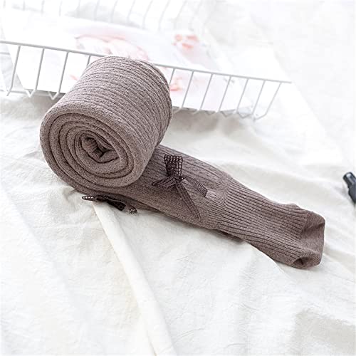 KAGAYD Girl's High Waisted Footed Dance Tights Solid Soft Unifor𝓶 Tights Knitted Pantyhose Stockings with Bow3