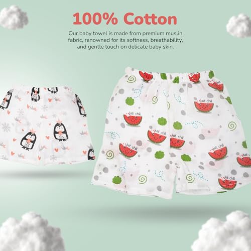 Image of BAYBEE 100% Organic Muslin Baby Cotton Shorts - Summer Wear Half Pant Boxers for Infant, Toddler & Newborn (Assorted, Pack of 5)