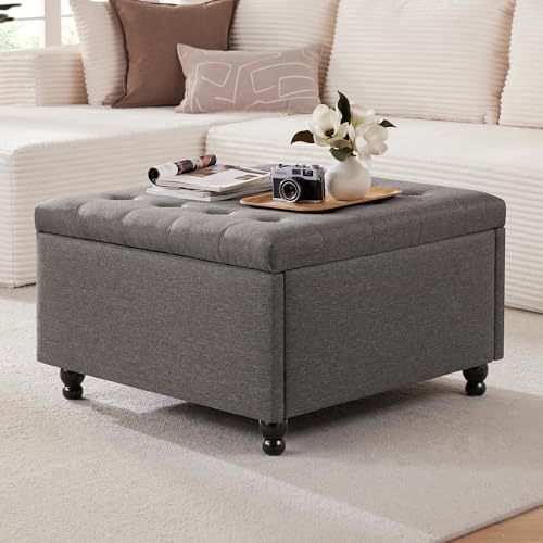 Weture 30 Inch Large Square Storage Ottoman Coffee Table, Oversized Square Ottoman with Storage...