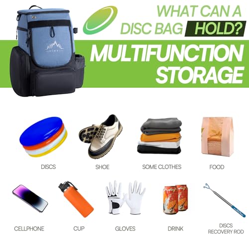 image for UNIHIMAL Disc Golf Bag, Heavy Duty 600D Polyester, Disc Golf Backpack 