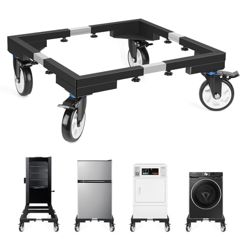 Aukivon 1000lbs All Steel 8.5 Inch Smoker Stand & Laundry Pedestal with 5 inch Wheels, Washer Dryer Pedestal with Shock Absorption, Universal Mobile Stand for Washer,Dryer,Refrigerator,Electric Smoker