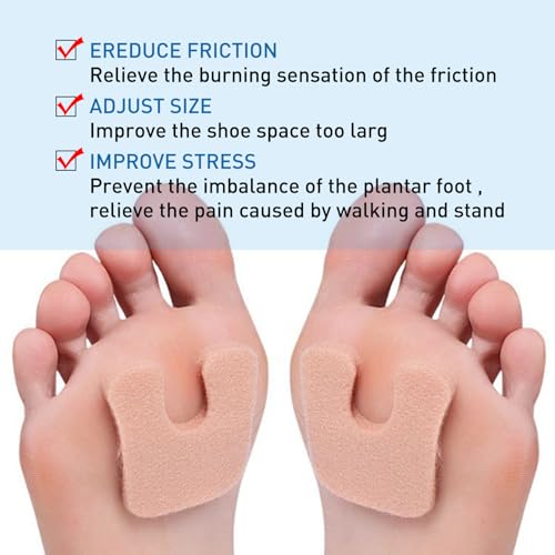 Image of U-Shaped Felt Callus Pads for Feet, Soft Foot Cushions for Bottom of Foot, Toe Corn Pads Protectors for Women & Men, Reduce Foot Friction & Pain Relief
