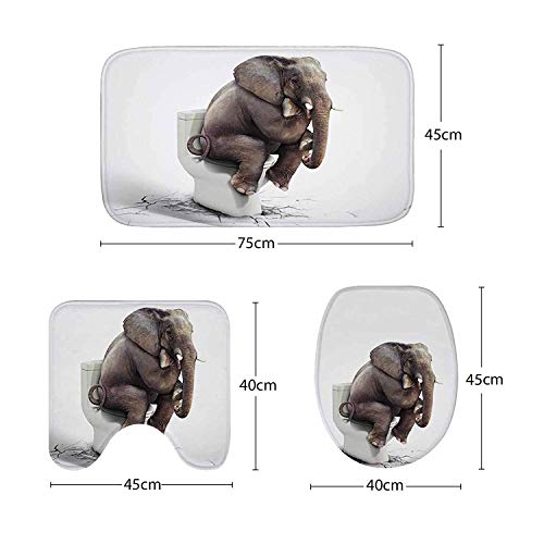 Amagical Elephant Digital Printing 16 Piece Bathroom Mat Set Shower Curtain Set Bathroom Mat Contour Mat Toilet Cover Waterproof Shower Curtain With 12 Hooks #TOP3