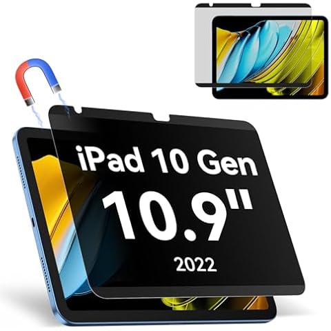 Magnetic Privacy Filter Compatible with iPad 10th Generation 10.9 Inch 2022, Removable Anti Glare Blue Light Privacy Screen Protector Privacy Screen Bubble-Free Reusable Cover