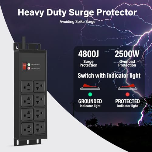 Image of CCCEI 12 Gauge Heavy Duty Power Strip, 8 Ports, Black, 25FT.