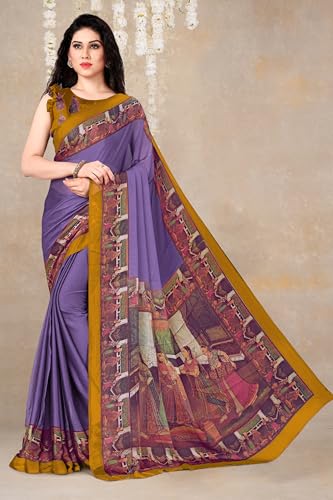 Image of MIRCHI FASHION Saree for Woman Chiffon Kalamkari Design | Professional Office Wear Lightweight Sari for All-Day Comfort with Blouse (Available in 15 Colors)