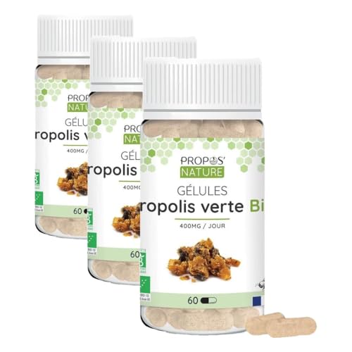 Propolis verte bio gélules végétales 100mg Propos'Nature lot de 3 boîtes sans conservateur
