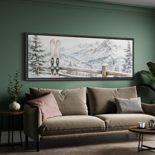 Image of MUDECOR Large Framed Canvas Print Wall Art Ski Mountain for Living Room