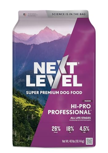 Next Level Super Premium Dog Food – HI-PRO Professional™ – Dry Kibble for Dogs at All Life Stages of All Breeds – 26% Protein with Gluten Free Grains, for High Energy, Active Dogs & Puppies