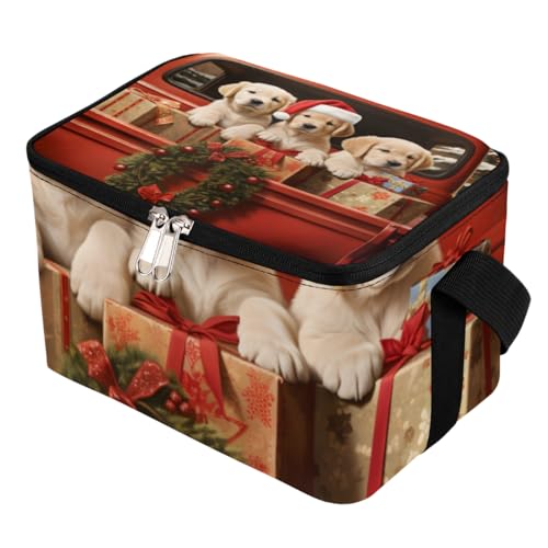 GzLeyigou Lunch Bags for Women Men 9 Cans,Christmas Dogs Hot & Cold Food Delivery Bag Insulated Grocery Bag Insulated Lunch Box Cooler Bag for Office Work Picnic Beach