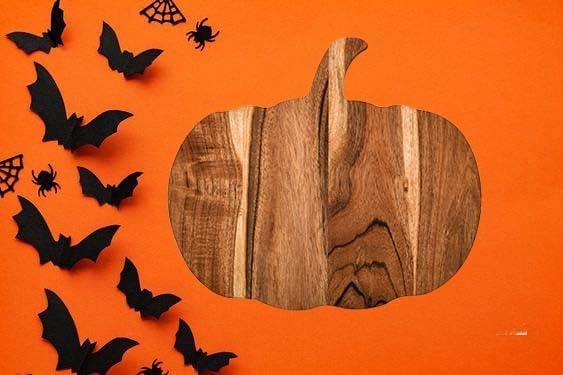 Miniatura 5 de Tabla de cortar de madera con forma de calabaza de Halloween para decoración de cocina, tablas de cortar góticas con asa, tablas de madera de