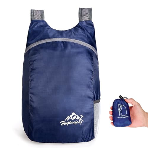 Mochila ligera portátil y plegable color azul marino