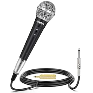 KM58 Handheld Wired Karaoke Microphone, Cardioid Dynamic Vocal Mic with 13.12ft Detachable XLR Audio Cable and ON/Off Switch, for Karaoke Singing Machine, Speaker