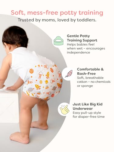 Image of superbottoms Padded Underwear for Babies & Toddlers, 3 Layers of Premium Cotton & DryFeel Layer, Ideal for Diaper-Free Time & Mess-Free Potty Training Pants, Pack of 2
