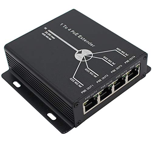 Extensor PoE RJ45 de 4 puertos 10/100M IEEE 802.3at (entrada de energía) a IEEE 802.3af (salida de energía) para AP, cámaras IP, teléfonos IP y otros equipos de red miniatura 1
