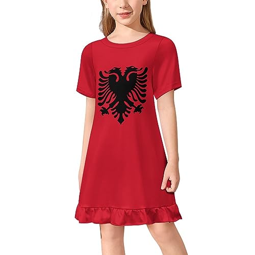 American Flag Girl's Dress Summer Crew Neck Children's T-Shirt Tops Casual Wear