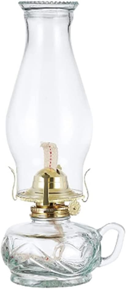 Oil Lamps for Indoor Use Classic Oil Lantern Crystal Glass Kerosene Lamp with Handle Kerosene Burner Adjustable Light Hurricane Light 12.2 Inch Emergency Desk Lamp Decorate Ambient Lighting