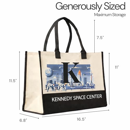 Image of Salt Earth Cotton Canvas Tote Bag - Alcatraz Island Landmark Design with Custom Initial, Durable Shoulder Bag for Women