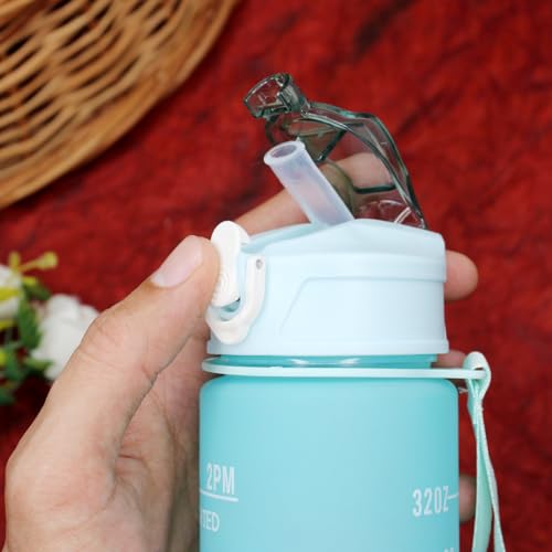 Image of EKAN 2 in 1 Motivational Water Bottles Set 600 ml, 200 ml Large Capacity Sipper Bottles for School kids Use Leak-proof BPA-Free Water Bottles (Water Bottle 2pcs)