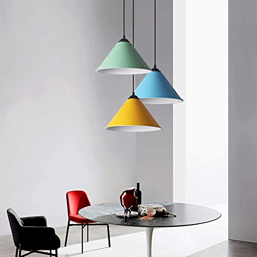 Lámpara colgante regulable de aluminio amarillo para iluminar comedores oscuros 3