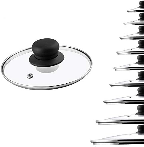 recus Glass Lid, Heat-resistant Lid with plastic Handle, Steam Hole, for Cooking Pot, Frying Pan, Saucepan, round, universal Lid in various Sizes, transparent (24 cm)