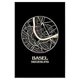 artboxONE Poster 30x20 cm Städte Basel Switzerland Retro 