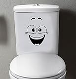 Toilet Smiley Funny Laughing Happy Face Emoji Decal Sticker for Bathroom Decor | Black | 8