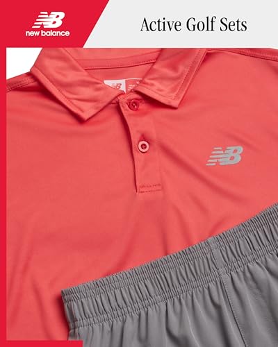 Image of New Balance Boys Short Set - 2 Piece Short Sleeve Collared Golf Boys Polo Shirt & Athletic Shorts for Outdoor Activities