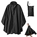 PORFOYO Regenponcho Damen, Regenponcho Fahrrad, Damen Wasserdicht, Unisex Wiederverwendbar Rain Mit Reißverschluss Kapuze Tunnelzug, Raincoat Für Backpacking Camping Outdoors,Schwarz