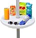 AMMSUN 12" Inch Beach Umbrella Table Tray for Beach, Patio, Garden, Swimming Pool with Cup Holders, Snack Compartments White