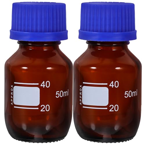 VILLFUL 2 Pcs Reagent Bottle with Blue Cap Liquid Storage Bottle Reagent Bottles with Screw Caps Sample Sealing Container Chemical Reagent Bottle Empty Reagent Bottles Glass Bottle Abs