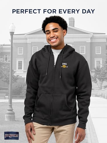 JanSport NCAA Officially Licensed Rival Full Zip Hood, Long Sleeve Unisex Hoodie, Cotton-Polyester Blend with Double-Layered Fleece Hood & Extra-Deep Front Pockets, Adjustable Drawstring Black - image 2