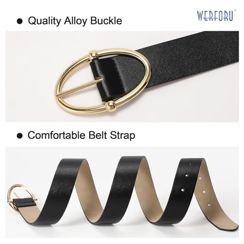 WERFORU Women Leather Belt Fashion Beige Leather Belt for Jeans Dress4